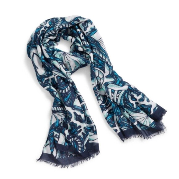 Vera Bradley SHORE ENOUGH Soft Fringe Scarf Wrap Coastal Tropical Sea Beach - Picture 2 of 11
